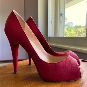 Christian Louboutin Red Linen Peep Toe Sandals